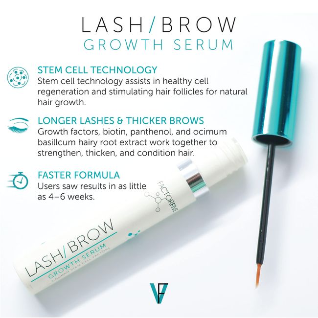 FACTORFIVE Skincare Lash and Brow Growth Serum with with Human Derived Apidose Stem Cell Growth Factors, 3mL