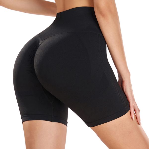 Somdiffy Gym Shorts for Women High Waisted Cycling Shorts Seamless Butt Lifting Running Yoga Workout Shorts Women(2072 Black M)