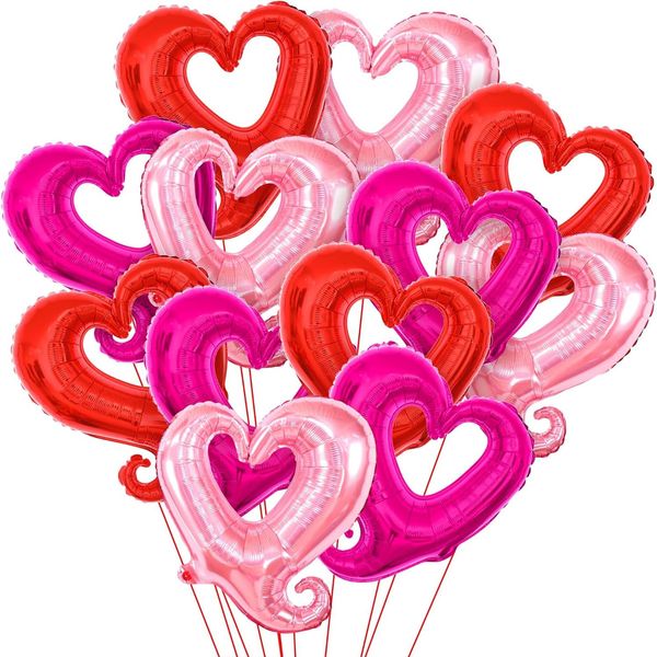 Folienballon Herz 12 Stück Heart Luftballon Herzluftballons Hochzeit Herz Luftballon Rot Helium Ballons Herz Valentinstag Luftballons Romantische Deko Verlobung