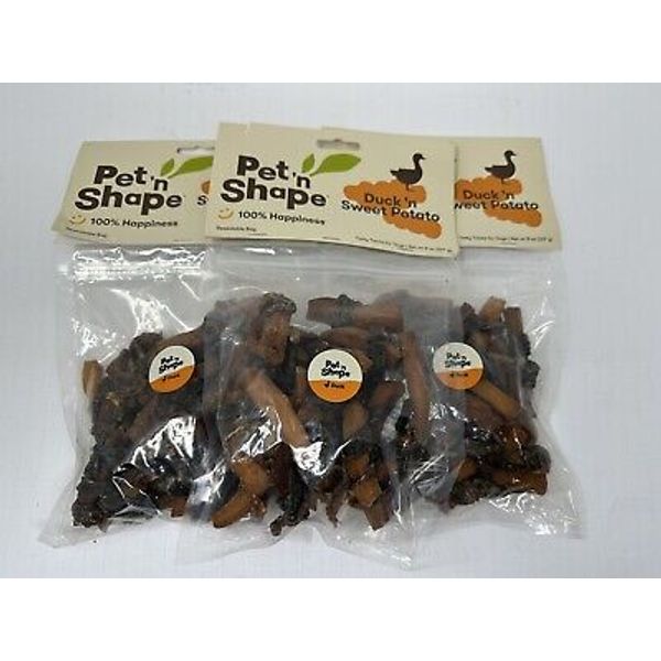 3 pack Pet n Shape Duck n Sweet Potato Dog Treats 8 oz  03/2024