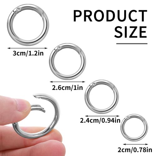 Yolev 16PCS Trigger Metal Spring O Rings Round Carabiner Clip Snap Trigger Spring Keyrings Buckle for Bag Purse Handbag Strap Craft Jewelry Making (Silver)