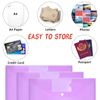 GoodtoU 30PCS Plastic Popper Wallets A4 Folder Plastic Document Wallets A4 Envelope Folders A4 Plastic Folders with Pockets (Purple)