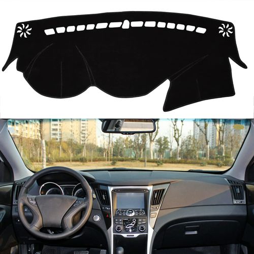 SENSHINE for Hyundai Sonata 2011 2012 2013 2014 Dashboard Cover Center Console Cover Dash Mat Carpet Protector Sunshield Cover Custom Fit, Black Trim