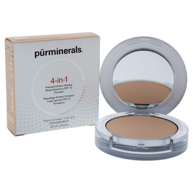 PÜR 4-in-1 Pressed Mineral Makeup Foundation, Full Coverage, SPF 15, Delivers Flawless, Breathable Coverage for All Skin Tones and Types, Gluten-Free, Vegan Friendly - Golden Medium 8g