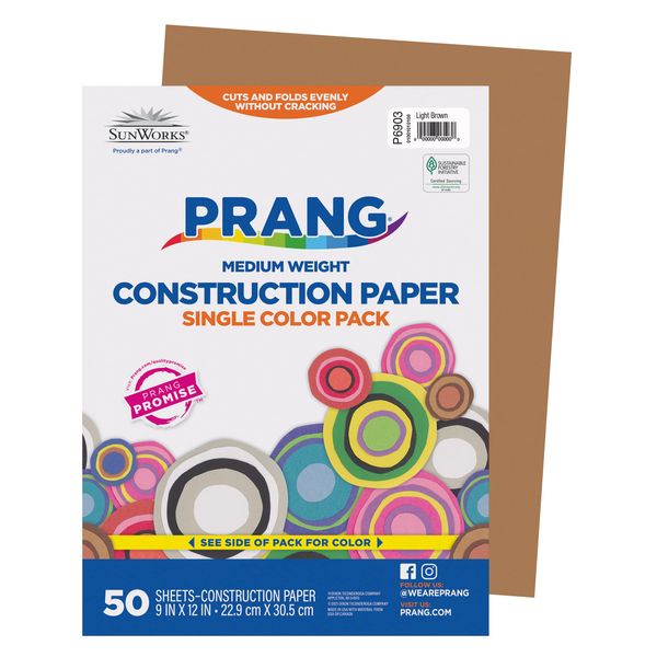 Prang (Formerly SunWorks) Construction Paper, Light Brown, 9" x 12", 50 Sheets