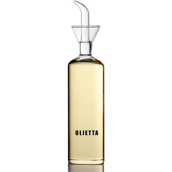 Olietta Borosilicate Glass Oil Bottle - 500ml Non Drip Olive Oil Dispenser, Vinegar Drizzler, Leak Proof Pourer, Easy Clean Drip Free