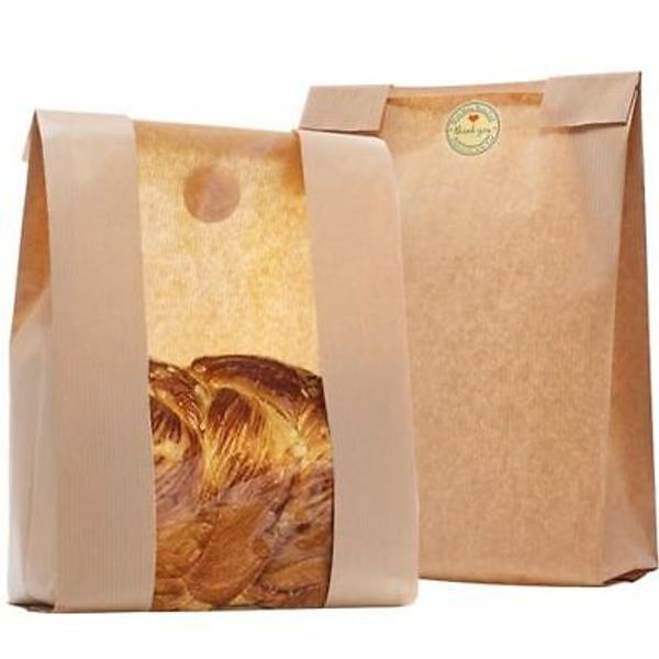 Paper Bread Bags with Window for Homemade Bread, 20 Pack, 13.7x8.26x3.54