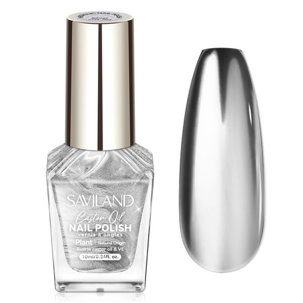 SAVILAND Silver Nail Polish: Chrome Nail Polish Metallic Nail Polish Quick Dry 10ml Nail Polish for Nail Art Long-lasting Gorgeous Fingernail Toenail Nail Polish for Nail Design Home And Salon Use