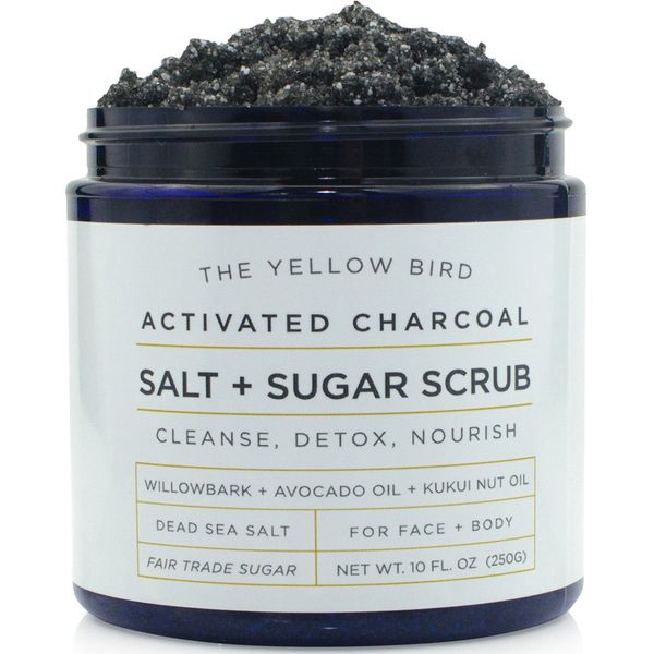 Natural Activated Charcoal Body & Face Scrub. Exfoliating Dead Sea Salt & Sugar Scrub. Deep Cleansing Pore Minimizer. Anti Cellulite, Acne, Blackhead, Scars, Wrinkle Treatment.