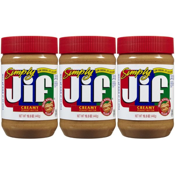 Jif Simply Creamy Peanut Butter, 15.5 oz, 3 Pack