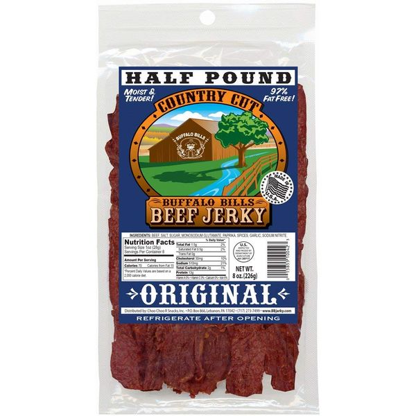 Buffalo Bills 8oz Original Country Cut Beef Jerky Pack (moist & tender mildly flavored beef jerky)