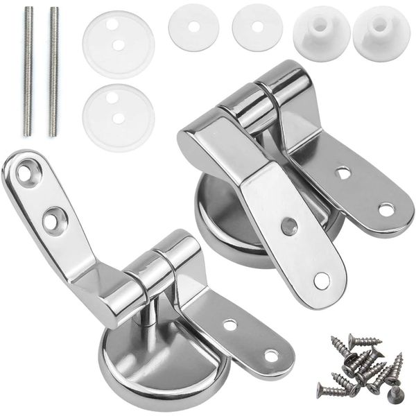 Demachytec Toilet Seat Hinges Replacement,Toilet Seat Fittings Chrome Finished Toilet Seat Hinge Fixings, Toilet Seat Hardware for Most Toilet Seats(2 Pcs)