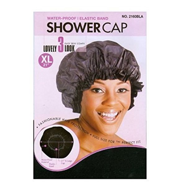 [Magic Collection] 21" WATER-PROOF SHOWER Cap Black - 2 pack