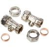 Plumb Pak Compression Isolator Valve 15mm Chrome - Pack of 2