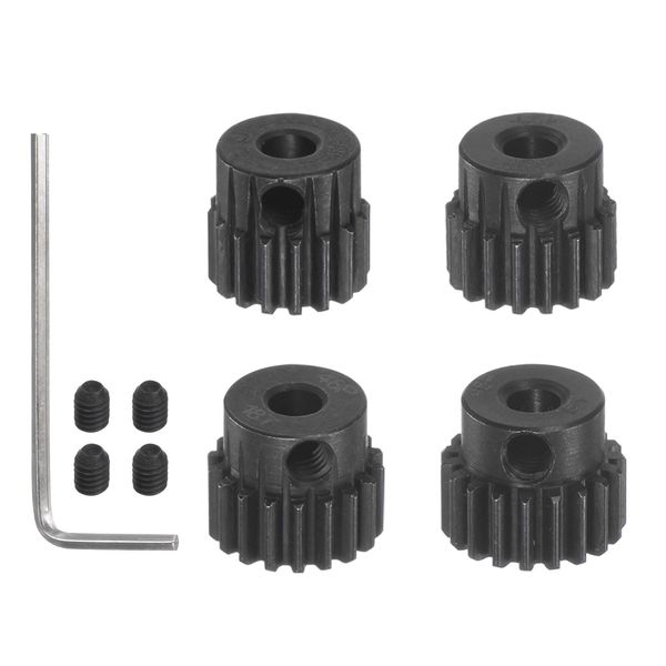 uxcell 48P Hardened Pinion Motor Gear Set for 16T 17T 18T 19T 3.175mm RC Motor Shaft 48 Pitch Gear for RC Car with Hex Wrench 4pcs