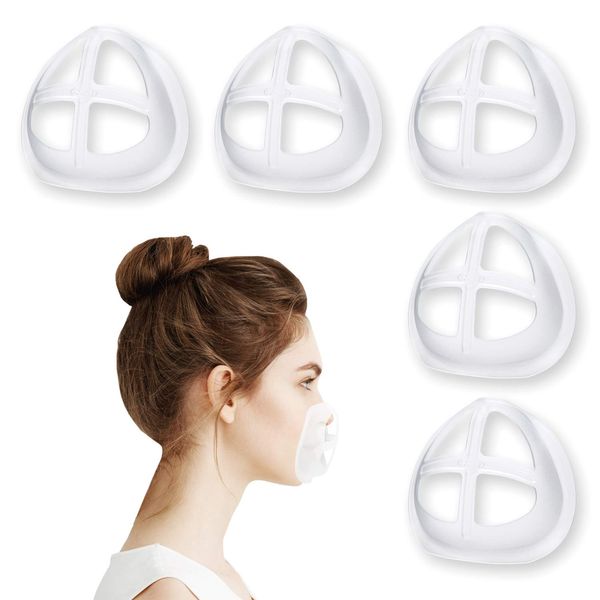 Silicone Mask Bracket for Cloth Mask Inner Support Frame Face Mask Cage Insert to Keep Off Face Cool Mask Spacer for Breathing Mask Hack DIY Accessories, 5pcs