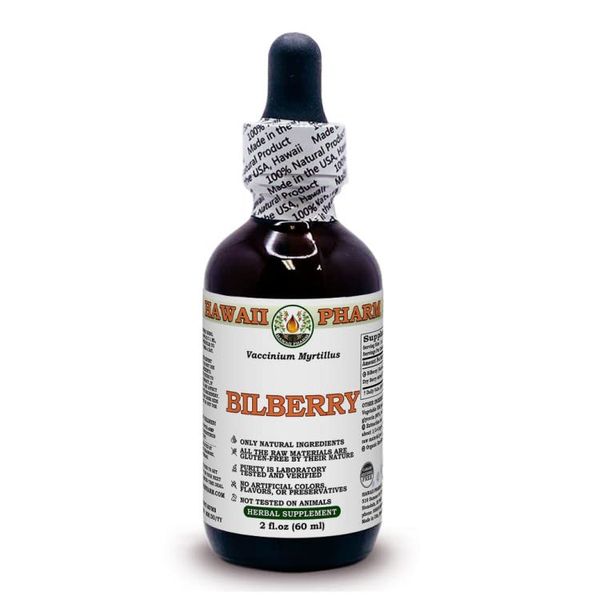 Hawaii Pharm Europe Bilberry Alcohol (Vaccinium Myrtillus) Dry Berries Alcohol-Free Liquid Extract Glycerite 60 ml