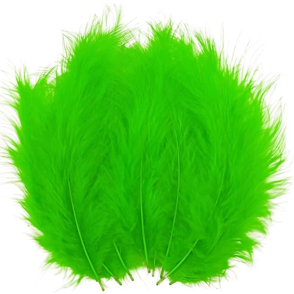 100pcs Yellow Green Fluffy Turkey Marabou Feathers 4-6 Inches for Crafts Dream Catcher Fringe Trim Colored Feathers Fly Tying Material