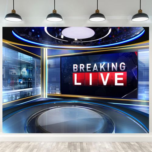 Fmarui News Broadcast Backdrop 7x5ft Newsroom News Virtual Set Studio Background Tv Shows Video Recording News Media Report Photography Background Decor Photoshoot Props