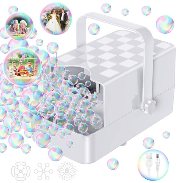 PANACARE Upgraded Bubble Machine with 2 Speeds, 10000+ Bubbles/Min,make Big/Medium/Small Bubble/Automatic Bubble Maker for Toddlers Summer Bubble Gift for Indoor Outdoor Parties Birthday Wedding