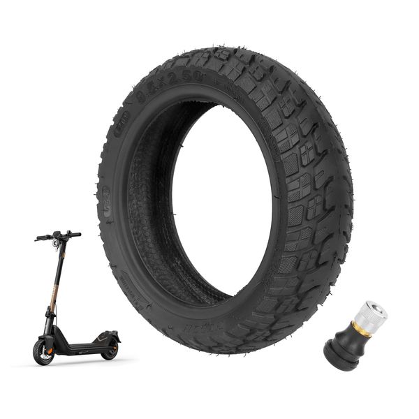 ZAITUO 9.5 x 2.50 9.5" Rubber Explosion-proof Tubeless Tire + Straight nozzle Replacement for NIU Kick Scooter KQi3 Pro/Max/Sport Electric Scooter Vacuum Tyre Wheel Parts (1)