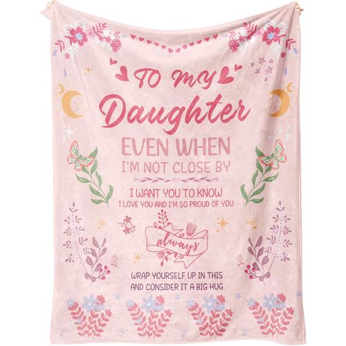 BeneCharm Daughter Gifts from Mom Dad - Anti Pilling Throw Blanket - Birthday Gift - Pink 50x60