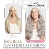 Hetto Nano Human Hair Extensions Platinum Blonde Human Hair Nano Extensions Real Remy Hair Nano Beads Extensions Long Straight #60 50Strands 22Inch 50g
