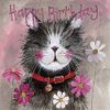 Alex Clark Cat & Flowers Birthday Card