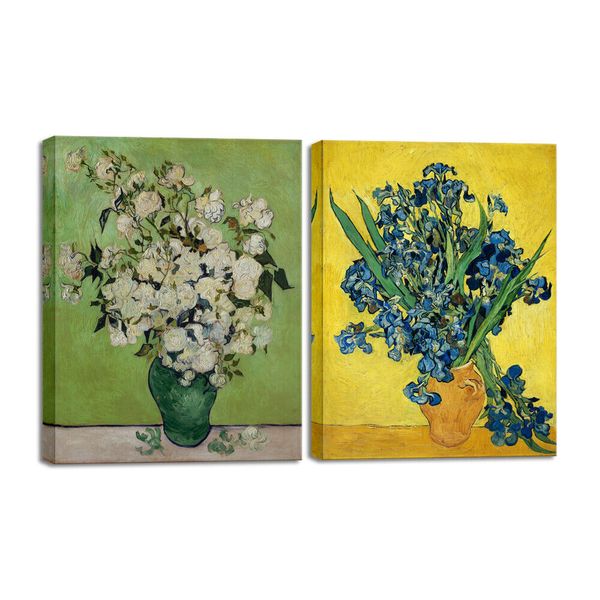 2-Panel Canvas Prints Van Gogh Painting Reproduction Wall Art Home Decor Flowers