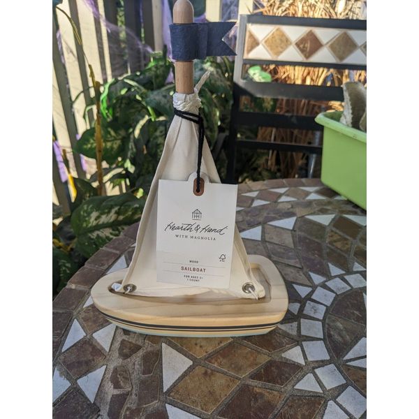 Hearth and Hand Magnolia Wood Sailboat Toy Decor