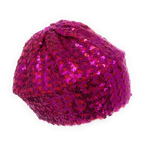 Cadoline Hot Pink Womens Elastic Sequin Polyester Flapper Cap Hat 23cm Diameter