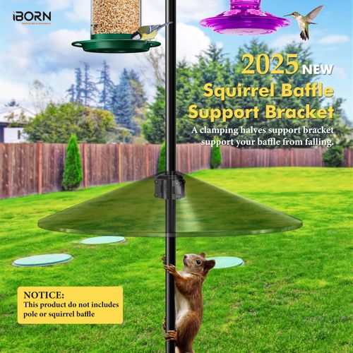 iBorn Squirrel Baffle Support Bracket, Squirrel Baffle Accessory Buckle Stopper for Bird Feeder Pole, Pack of 2