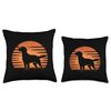 Retro Sunset Design Flat Coated Retriever Dog Throw Pillow