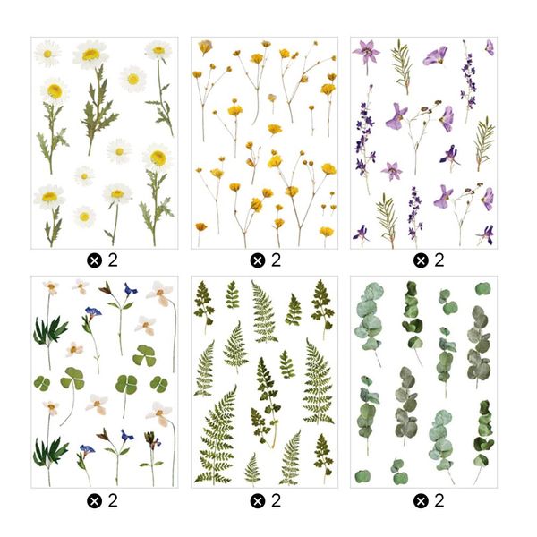 TXErfolg 12 Blatt Scrapbooking Sticker Grüne Blätter Aufkleber PET Pflanzen Blumen Sticker Set Selbstklebend Wasserdicht Blatt Aufkleber für Tagebuch Fotoalbum DIY Handwerk Notizbuch Kalender