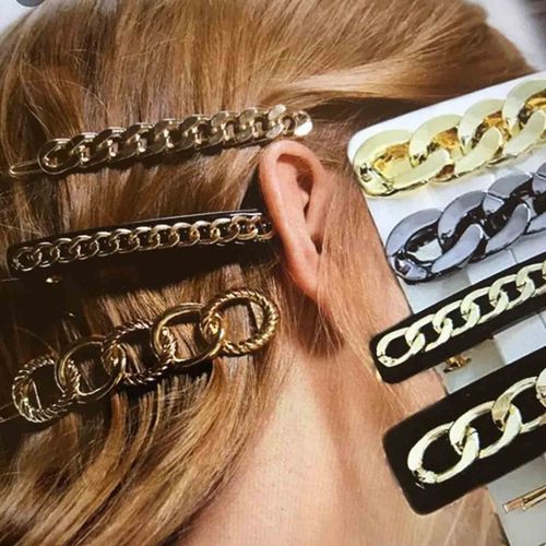 Yheakne Link Chain Hair Clip Barrette Vintage Gold Hair Pin Barrette French Headpieces Decorative Hair Pin Metal Head Clip Brass Hair Clip Headwear Hair Accessories for Women and Girls (Gold B)