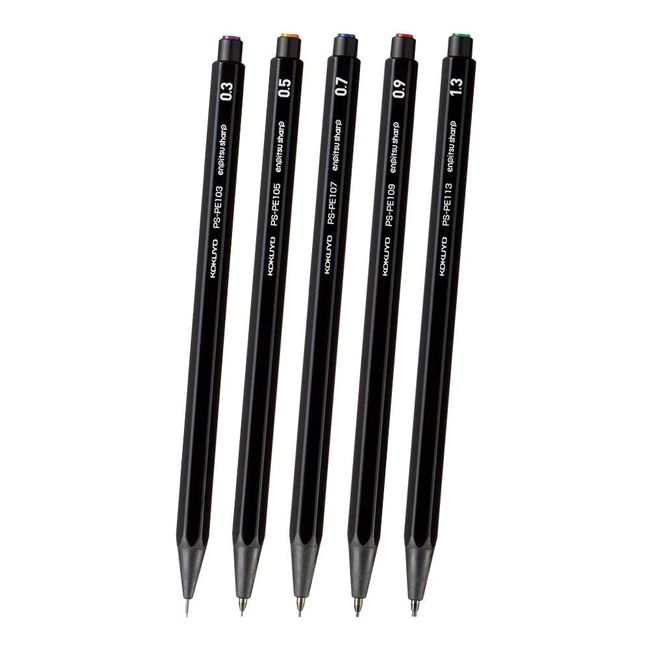 Kokuyo PS-PE DX5SET Mechanical Pencil Sharp, Writing Comparison, Set of 5, Black