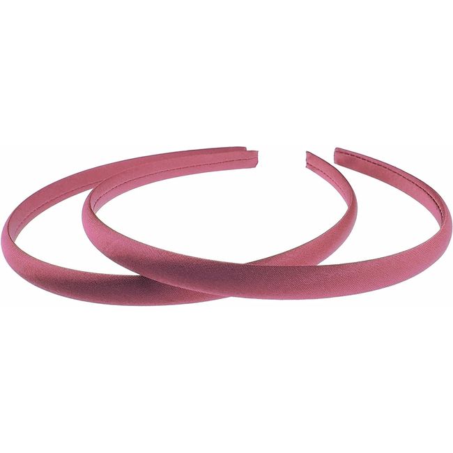 Pair of 2 Slim 1cm Satin Covered Girls Alice Bands Headbands (Burgundy)