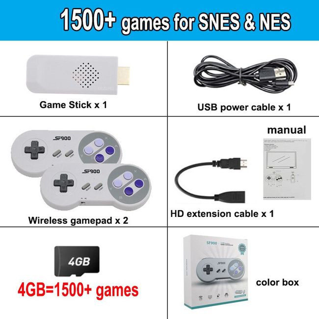 SF900 Retro Game Mini Game Stick Built in 5000 Games Video Game Console for Super  Nintendo SNES NES 2.4G Wireless Gamepad Gaming - AliExpress