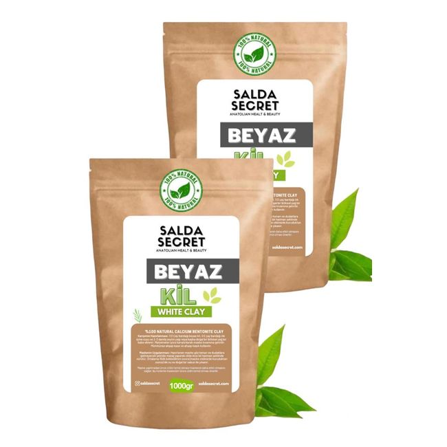 Salda Secret Beyaz Kil Doğal Yüz Maskesi 1000 gr X 2 Adet Toz - Kil Maskesi - Indian Healing Clay