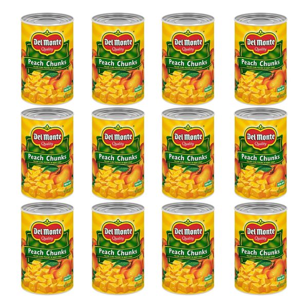 DEL MONTE Yellow Cling Peach Chunks in Heavy Syrup, Canned Fruit, 12 Pack, 15.25 oz Can