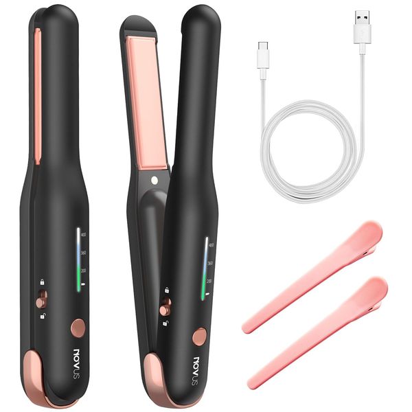 Hair Iron, Straightening Iron, Cordless Hair Iron, Mini Hair Iron, USB Rechargeable, Wireless, 3 Temperature Settings, 2-Way Straight, Curling Iron, Professional Specifications, 200°C, Bangs,