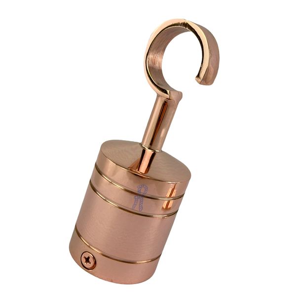 RopeServices UK 36mm Polished Copper Decking Rope Hook. Rope Post Fitting Rope End Fixing