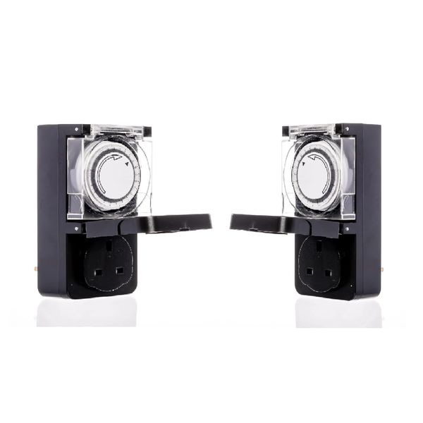Team Controls 24 Hour Segment Timer Switch With Cover - Energy Saver Plug Standard Size - Plug-in Timer Socket Set - 240v 3 Pin Plug With Programmable Time Controller Pair (2 Units Supplied)