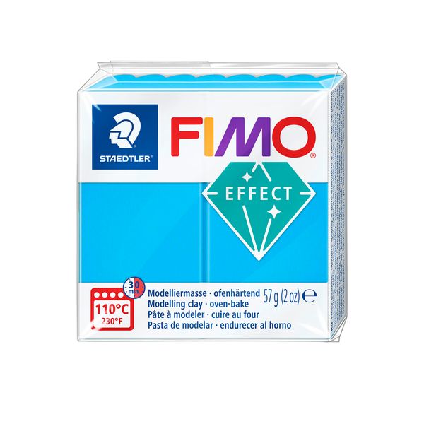 STAEDTLER 8020-374 Fimo Effect Oven-Hardening Polymer Modelling Clay, Translucent Blue, 57 g (1 Packung)