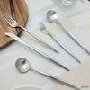 20 Piece Matte Silver Flatware Set Stainless Steel Thin Handles Service For 4