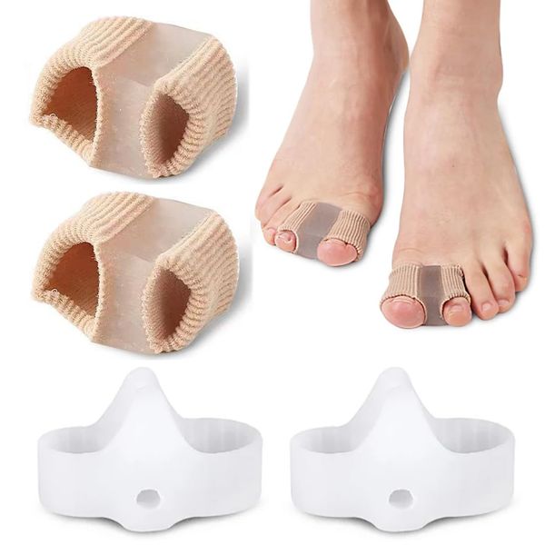 ZYBHMJE Bunion Toe Separators Gel Bunion Corrector Soft Big Toe Spacers for Feet Women Men Toe Correct, Elasticity Hammer Toe Straightener with 2 Loops (2 Nylon+2Gel)