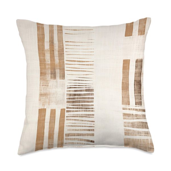 Boho Earthy Mud Cloth African Pattern Abstract Throw Pillow, 18x18, Multicolor