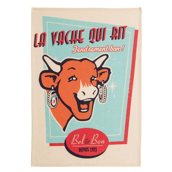 La Cow qui Laughing Retro Tea Towel – Vanilla