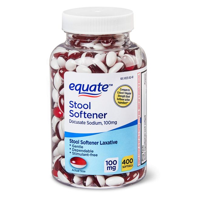 Equate Stool Softener 100 mg, 400 Softgels - Docusate Sodium