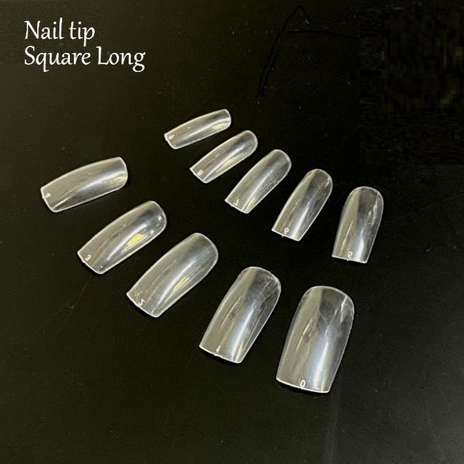 Nail Tip Square Clear Long Contains approximately 500 pieces [AP]